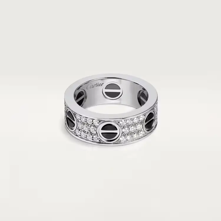 LOVE ring, classic model, paved, ceramic
