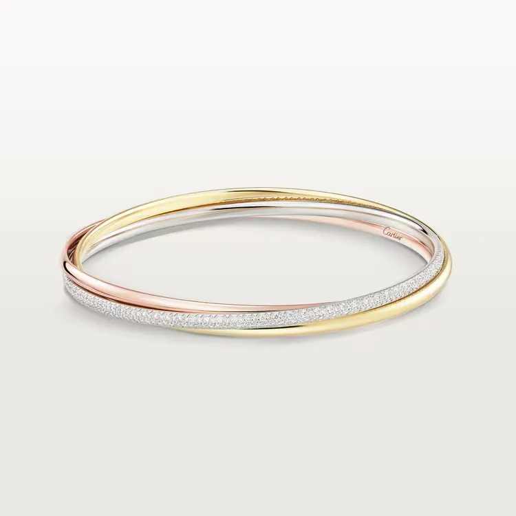 Trinity bracelet, small model, half-paved