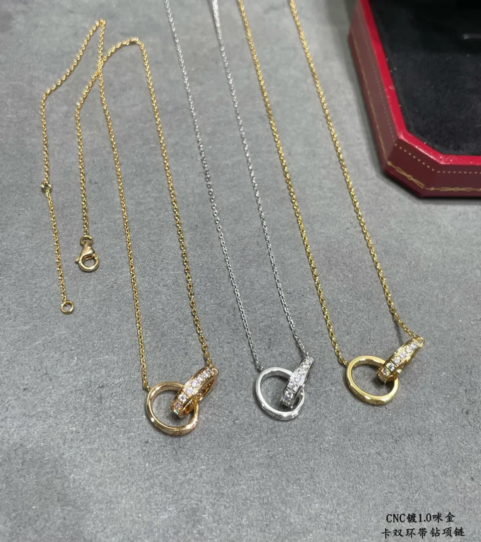 Cartier love necklaces ,half-paved