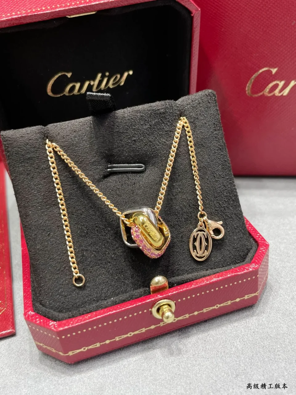 Cartier Trinity Necklaces ,cushion shaped, half-paved