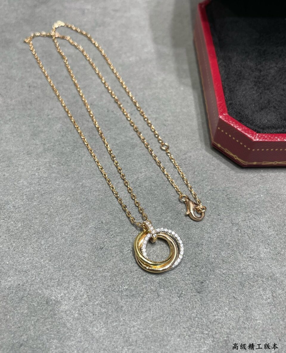 Trinity Necklaces small model ,half-paved