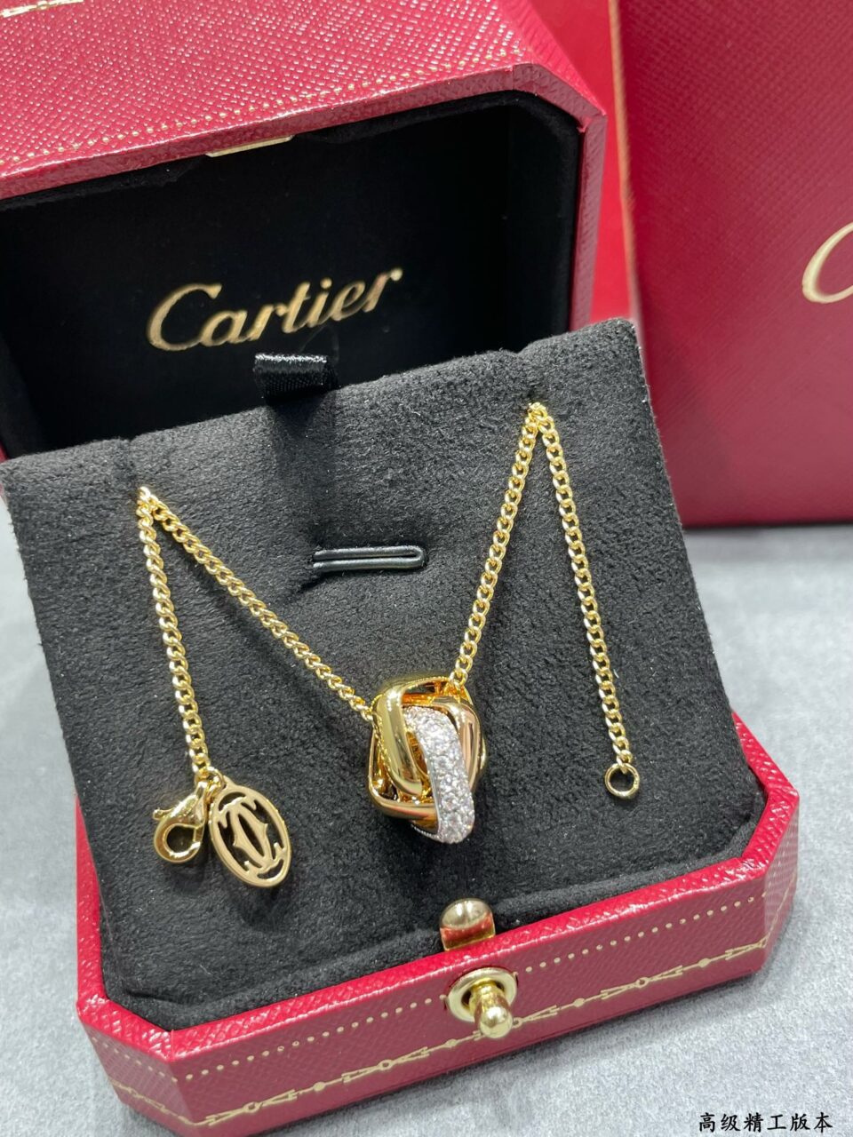 Cartier Trinity Necklaces ,cushion shaped, half-paved