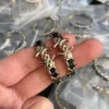 Chanel Metal Lambskin Quilted CC Turnlock Chain Hoop Earrings Gold Black