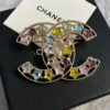 CHANEL Colorful diamond five-pointed star Double C brooch