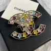 CHANEL Colorful diamond five-pointed star Double C brooch