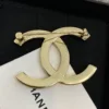 CHANEL crystal cc logo brooch