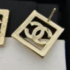 CHANEL metal crystal square pendant  Earrings