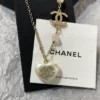 Chanel Faux Pearl & Resin CC Heart Pendant Necklace