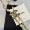 Chanel double Necklace – Metal, Glass Pearls & Strass  Gold, Pearly White & Multicolor