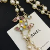 Chanel double Necklace – Metal, Glass Pearls  Pearly White & Multicolor