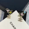 Chanel Earrings Metal, Glass Pearls  Pearly White & Multicolor