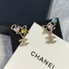 Chanel Earrings Metal, Glass Pearls  Pearly White & Multicolor
