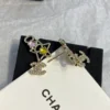 Chanel Earrings Metal, Glass Pearls  Pearly White & Multicolor