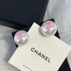 Chanel Earrings ,Pearl, Pink logo ,black logo
