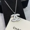 Chanel white CC pendant  necklace