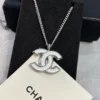 Chanel white CC pendant  necklace