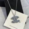 Chanel white CC pendant  necklace