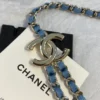 Chanel double CHANEL denim & metal necklace
