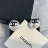 Chanel Earrings ,Pearl, Pink logo ,black logo