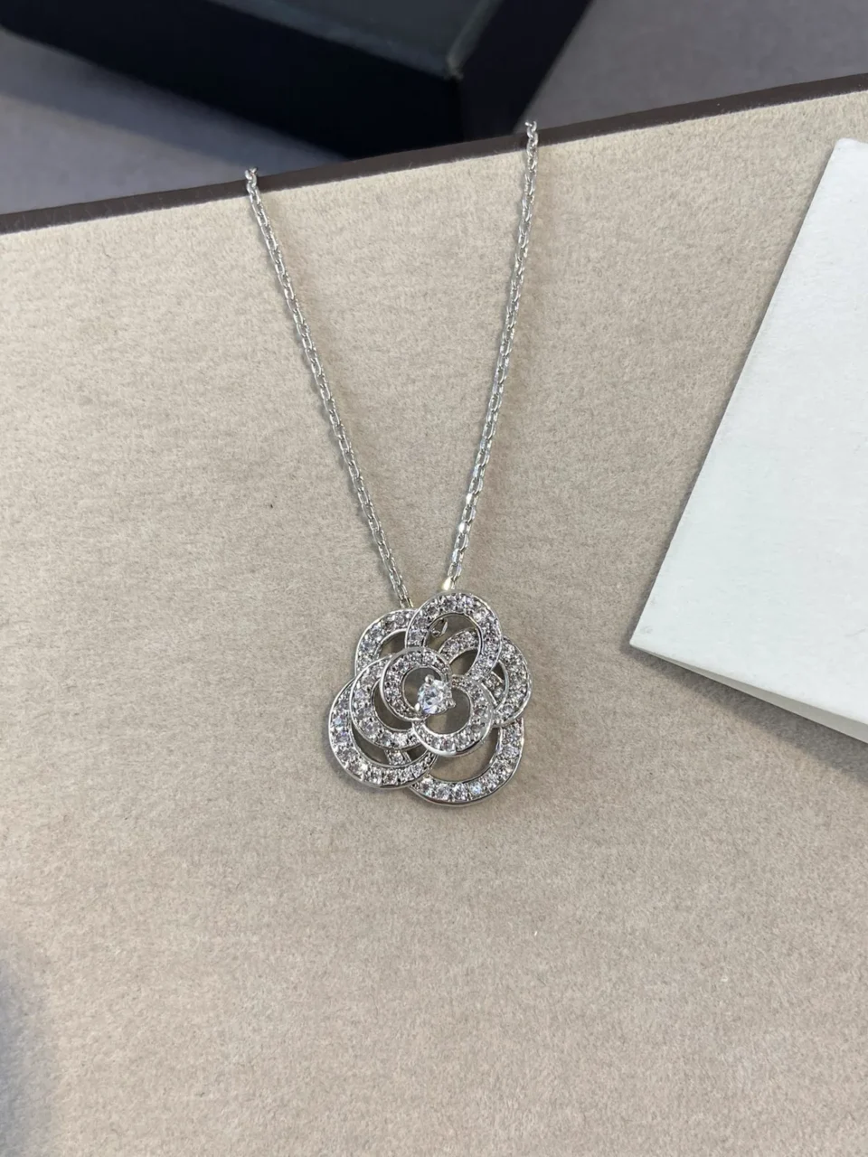 Chanel camellia pedant necklace