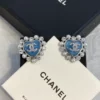 CC Logo Chanel blue heart earrings