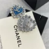CC Logo Chanel blue heart earrings