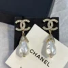 CHANEL teardrop pearl earrings