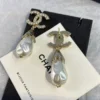 CHANEL teardrop pearl earrings