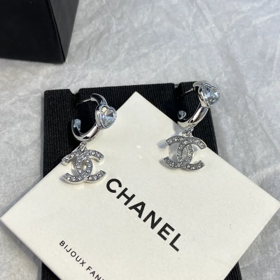 CHANEL hoop earrings ,silver