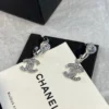 CHANEL hoop earrings ,silver