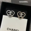 Chanel heart shape studs , golden/silver