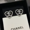 Chanel heart shape studs , golden/silver