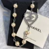 CHANEL hear shape pearl pedant necklace ,golden/silver