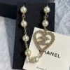 CHANEL hear shape pearl pedant necklace ,golden/silver