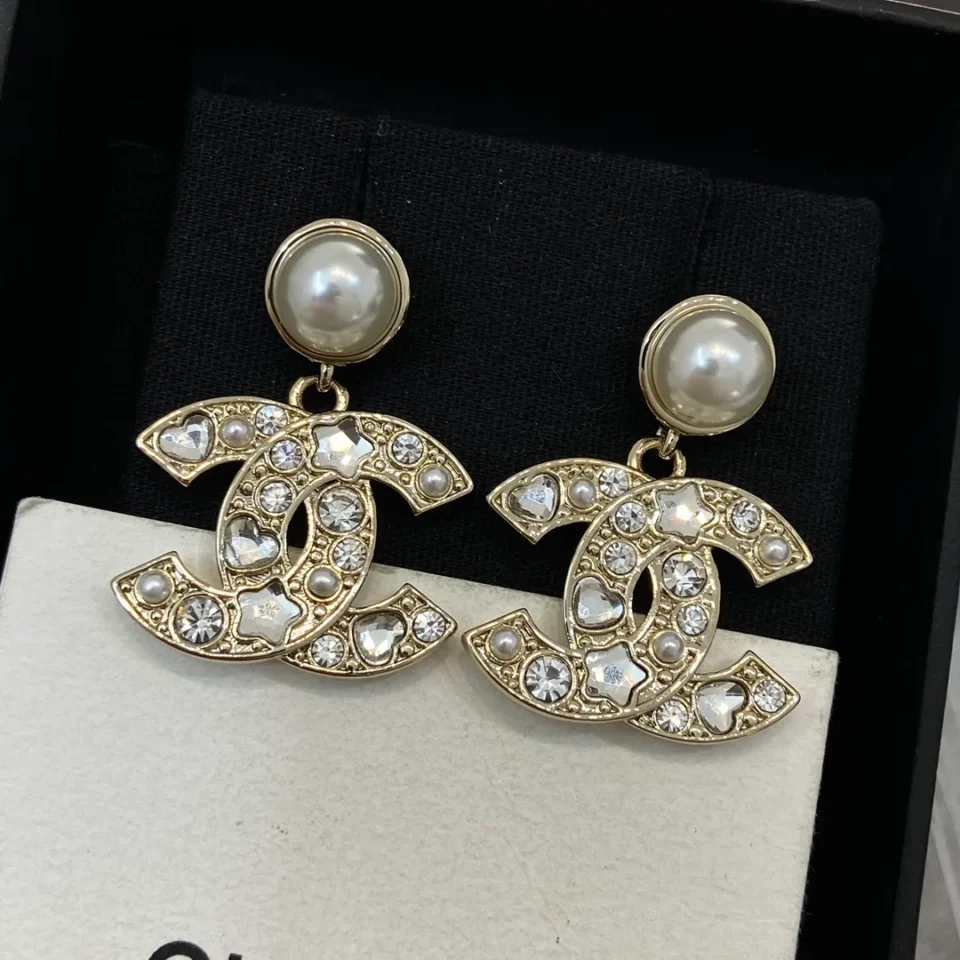 CHANEL diamond earrings ,golden/silver