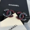 CHANEL crystal Contrast color  studs