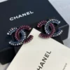 CHANEL crystal Contrast color  studs