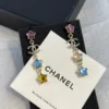 Chanel  hoop earrings, multicolor crystal with cc logo