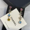 Chanel  hoop earrings, multicolor crystal with cc logo