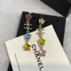 Chanel  hoop earrings, multicolor crystal with cc logo