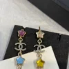 Chanel  hoop earrings, multicolor crystal with cc logo