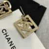 Chanel gold hoop earrings with square frames