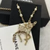 CHANEL deer pedant long necklace