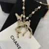 CHANEL deer pedant long necklace