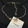 CHANEL deer pedant necklace with pearl