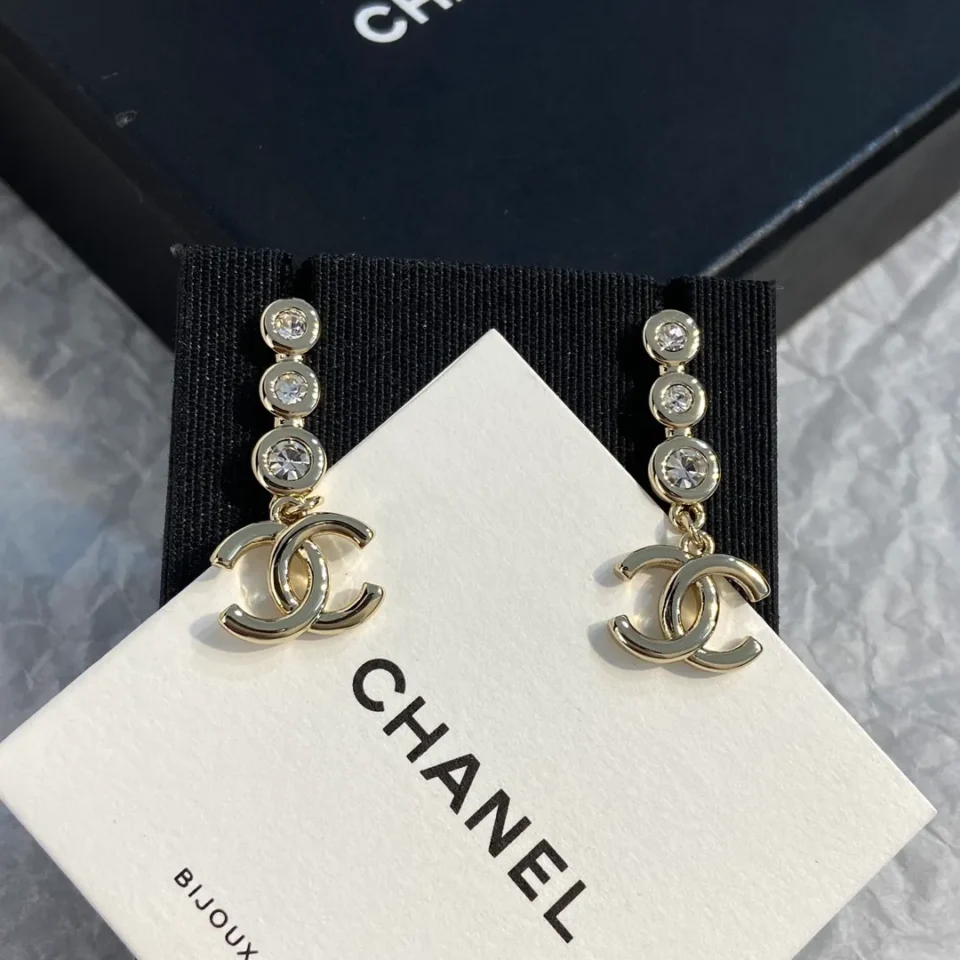 Chanel hoop crystal earrings