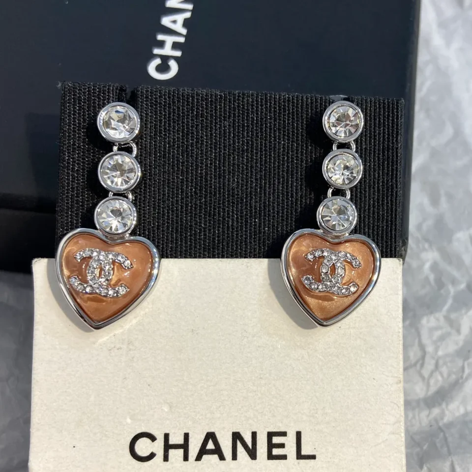 CHANEL pink heart earrings