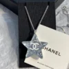 CHANE necklace,Star pendant with crystal-studded sequins and pearl