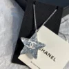 CHANE necklace,Star pendant with crystal-studded sequins and pearl