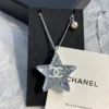 CHANE necklace,Star pendant with crystal-studded sequins and pearl